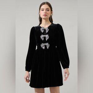 NWT Sugarlips Glow Bow Velvet Dress - size S